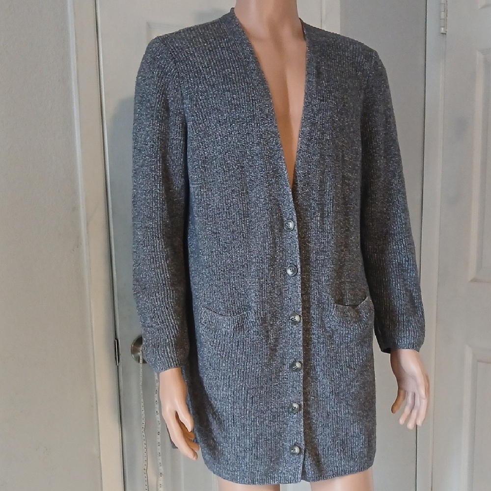 Old Navy Gray Long Button Cardigan Sweater